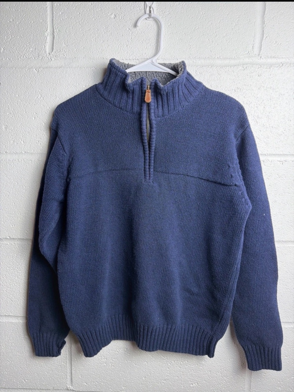 Oscar de la Renta Navy Half-Zip Knit Pullover